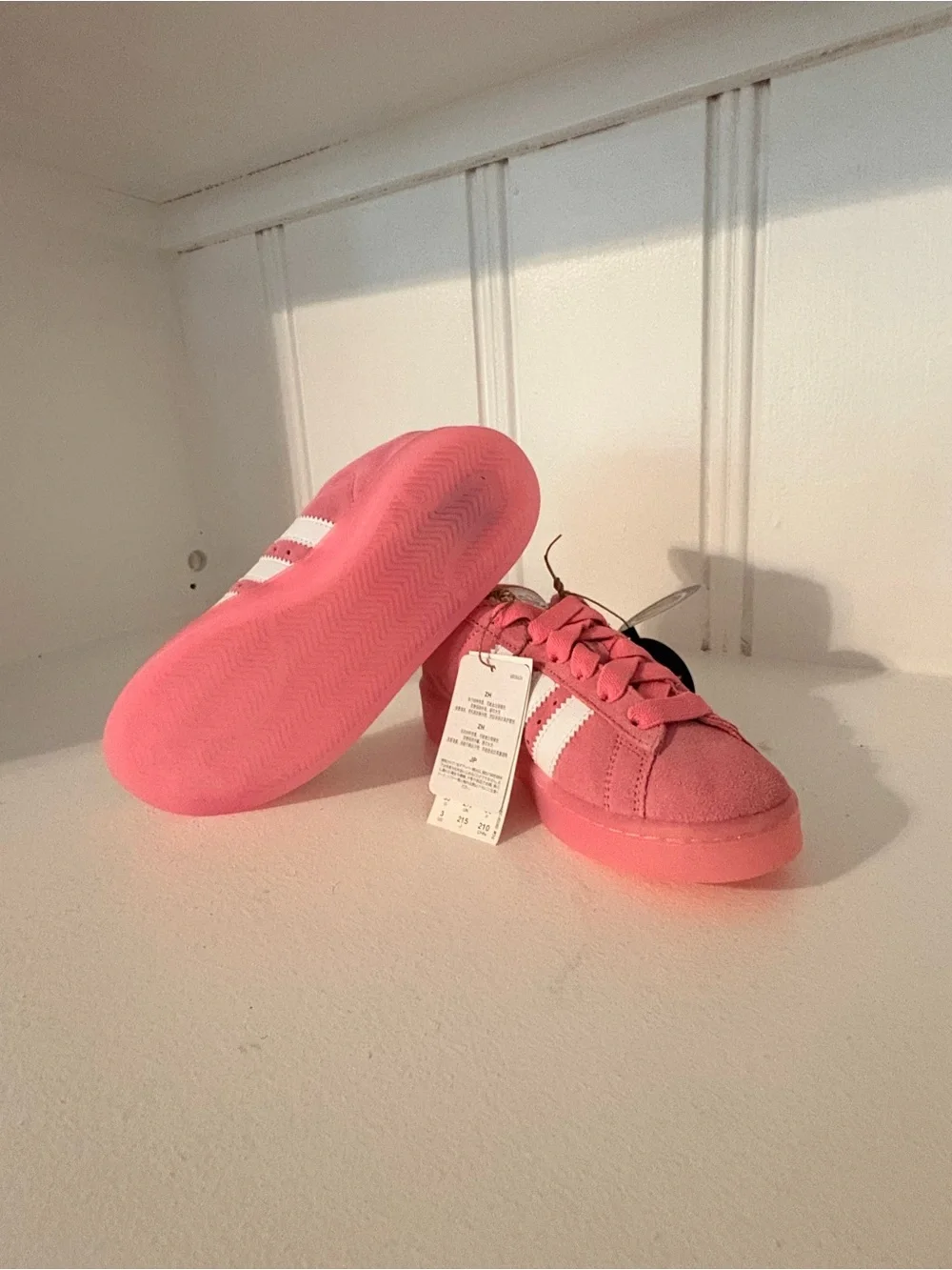 adidas Pink Kids Suede Sneakers with White Stripes